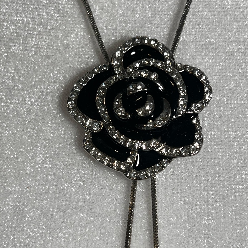 Three-piece rose sterling silver set. Necklace, ring, and earrings. Elegant set